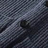 Мужская шерстяная смеси мужской шаль. Воротник кардиганский свитер Slim Fit Cable Button Up Merino Wool Sweater с карманами 220915