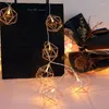 Strängar led fairy sträng ljus retro järn metall hexagon pentagram diamant boll rep xmas semester bröllop fest hem dekoration