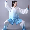 무대 마모 자수 꽃 블루 블루 중국 전통 유니폼 3 pcs 태극 chi 정장 아침 운동 wushu 의류 무술 세트