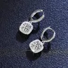 Dangle Earrings Silver 925 Original Total 2 Carat D Color Diamond Test Past Moissanite Drop Square Gemstone Wedding For Women