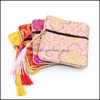Jewelry Pouches Bags 12Pcs Jewelry Silk Purse Pouch Small Jewellery Gift Bag Chinese Brocade Embroidered Coin Organizers Pocket For Dh1Kl