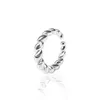 Trendy Simple Hemp Rope Shape Ring for Women Fashion Ladies S925 Sterling Silver Adjustable Jewelry Anniversary Birthday Party Gift