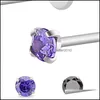 Stud 1Pc Surgical Steel Zircon Gem Ear Cartilage Tragus Helix Piercing Labret Lip Studs Ring Internally Thread 16G Body Jewelry 1880 Dhaxy