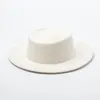 Berretti Donna Cappelli in feltro di lana Fedora a tesa larga bianca per la festa nuziale Pork Pie Cappello Fedora Floppy Triby Base