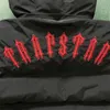 Trapstar London Hoodie Çıkarılabilir Kapşonlu Ceket Erkekler Kış Sıcak - Siyah Kırmızı 1to1 Kalite İşlemeli Mektup Ceket