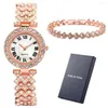 Montres-bracelets Weber Lady Rose Gold Strass Montre Bracelet Coffret Cadeau Femmes Brillant Quartz Montre-Bracelet Anniversaire À Maman