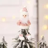 Décorations de Noël année rose en peluche arbre ornement mignon bonhomme de neige wapiti poupée pendentif père noël ange décor de noël