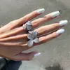 Sparkly Diamond lämnar öppna ringkvinnor blomma fingerringar mode bröllop smycken gåva till kärlek flickvän