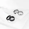 Bagues de cluster Mode Noir / Argent Couleur 6mm 8mm Bague en acier tungstène pour hommes Lisse Double biseau Bijoux de fiançailles de mariage