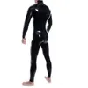 Trajes de gato da moda PVC Couro falso de couro preto ombros duplos z￭per Design de corpo inteiro masculino