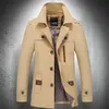 Mélanges de laine pour hommes printemps automne trench coat trench mince tour vers le collier long manteau homme simple poitrine légère de trench légère veste de mode masculine 220915