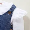 Ensembles de vêtements bébé vêtements ensemble 3-18 mois printemps né fille vêtements ensembles à manches longues Denim bretelles automne 2 pièces bébé filles vêtements ensemble 220916