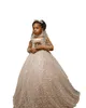 Luxurious 2022 Flower Girl Dresses Sequined Lace Pearls High Neck Long Sleeves Champagne Sequins Ball Gown Tutu Lilttle Kids Birthday Pageant Weddding Gowns s