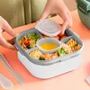 Double Layers Plastic Lunch Box PP Bentobox med fack Mikrovågsugn Portable Box Fruit Food Containerbox Lyx182