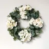 Décorations de Noël Hortensia blanc Feuilles vertes Eucalyptus Guirlande Décor à la maison Couronne de fleurs artificielles pour la décoration de mariage Ornement de Noël 220916