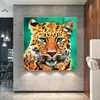 Pintura a óleo moderna impressa na lona LEOPARD PINTURA DE PINTURA DE PERMURAÇÕES PARA DECORAÇÃO E INTERIOR ART ART CUADROS CUADROS