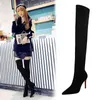 315-9 Sandaler Style Fashion High Heel Elastic Lycra Thin Pointed Sexy Nightclub Slim Over Kne Boots