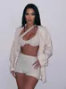 Women's Tracksuits One Shoulder Ribbed Knitting 2 Piece Set O-Ring Cut Out High Casual Women Solid Sexy Femme Beachwear Two Pcs