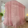 Mosquito Net Luxury Pink White Princess Lace Bed Valance U Shape Rail Suitable For 1.5M 1.8M 2M Double Bedroom Decoration