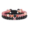 Strand 2pcs / set Multicolore Pierre Naturelle Patinée À La Main Tressé BraceletsBangles Femmes Hommes Rock Bijoux