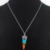 7 chakra pelare h￤nge halsband skiktad regnb￥ge natursten helande dowsing reiki med kedja n3453