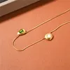 2022 Autumn New Retro Simple Neckoels Bone Emerald och Pearl Pendant CLAVICLE CHAIN ​​KEL KVINNA INS URUKISITA Fashion Jewelry8977755