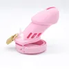 Penisringe, rosafarbener Silikon-Keuschheitskäfig für Männer, Gürtel Gimp, kleiner/großer abschließbarer Ring, Sexspielzeug mit 5 Penisringen, Penishülle für Männer, BDSM 220916