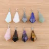 Natural Stone Pendants Wicca Hexagon Beads Pendulum Jewelry Amethysts Aventurine Crystal Opal Quartz BN449