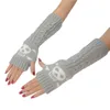 Mujeres Invierno Muñeca Calentador de brazo Calavera de punto Guantes largos sin dedos Manopla Guantes de Halloween Manga de punto de mujer CPA4365 F0916