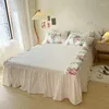 Bedding Sets White Vintage Floral Cotton Princess Set Elegant And Shabby Ruffles Duvet Cover Bed Skirt Bedspread Pillowcases