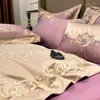 Ensembles de literie de luxe haute précision microfibre et coton Champagne or ensemble de broderie housse de couette drap de lit taies d'oreiller