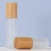 Perfume Roll On Glass Bottle 5ml 10ml Frosted with Metal Ball Roller Bamboo Lid Essential Oil Vials