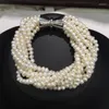 Link Bracelets 3-4MM Natural Fresh Water Pearl Bracelet Multicolor White Multi Layers Twist Small Fashion Women Jewelry