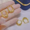 Hoopörhängen Ruiyi Real 18K Gold Earring Pure AU750 Ins Luxury Style for Women Fine Jewelry Gift