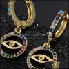 Hoop Huggie Pipitree Zircon Jewelry Round Charm Evil Eye Earrings Mticolor Cz Stones Hoop Loops For Women Lady Fashion Brincos Hie Dhrfy