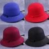 Boinas sombreros para mujer invierno cálido lujo cubo sombrero con lazo moda elegante fieltro Panamá mujeres gorras boina Beanie regalos