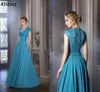 Hunter Blue Chiffon A Line Mother's Dresses v Neck Lace Depliqued Offical Party Party Order for Women Wedding Weed Wear Orgle of Bride/Groom Italial Dress Cl1148