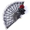 Decorazione del partito Lolita Fan Gotico vittoriano Donna Pizzo Ventaglio a mano Vintage Nero Rosso Rosa Goth Fan Cosplay Party Halloween 220915