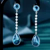 Stud Earrings Siscathy Korean Fashion Zircon Water Drop For Women Sweet Elegant Crystal Long Pendant Earring Party Female Jewelry2024161