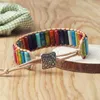 Strand Bohemian Bracelet Tube Natural Emperor Stone Beaded Leather Wrap Chakra Bangles&Bracelets Couples Jewelry The Friend Gifts