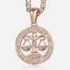 Collane con ciondolo Bilancia Segno zodiacale Collana per donna Uomo 585 Oro rosa Moda Regali di compleanno personali GP279