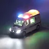 s 1/32 Ambulance Diecast Alloy Police Car Fire Engine Auto Model With Light Pull Back Function 5 Doors Vehicles Toys 0915