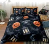 ホームハロウィーンパンプキンバットキャッスルパターン3PC羽毛布団カバーと枕ケースフェスティバルアクセサリーのための羽毛布の寝具セットデコレーション79mo D3