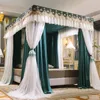 Moustiquaire De Luxe Double-pont Romantique Blanc Dentelle Ombrage Princesse Lit Manteau Style Au Sol Chambre Décoration