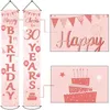 Decorazioni per feste Decorazioni di compleanno in oro rosa Donne Adulte 30 40 50 60 anni Happy Distico Banner Set di stoviglie usa e getta