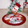 빨간색과 검은 격자 무늬 크리스마스 트리 스커트 앞치마 크리스마스 양말 식탁보 세트 홈 장식