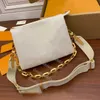 M57783 M57790 حقيبة نسائية جلد العجل الأصلي تنقش سلسلة حمل محفظة مخلب حقيبة يد crossbody shoulerbag