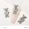 Nagelkonstdekorationer 10st/Lot Alloy Bear 3D Charms 10 13mm Rhinestone Crystal Animal Metal Heart Charm Manicure Design Naglar Tillbehör