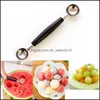 Utensili per frutta e verdura Acciaio inossidabile a doppia testa per anguria Baller Scoop Frutta Palla Cucchiaio per gelato Utensile da cucina Accessorio da cucina Dhygg