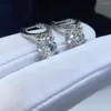 Orecchini pendenti Argento 925 Diamante a taglio brillante originale Test passato Totale 2 carati D Colore Moissanite Gemma Testa di mucca Vite Goccia posteriore